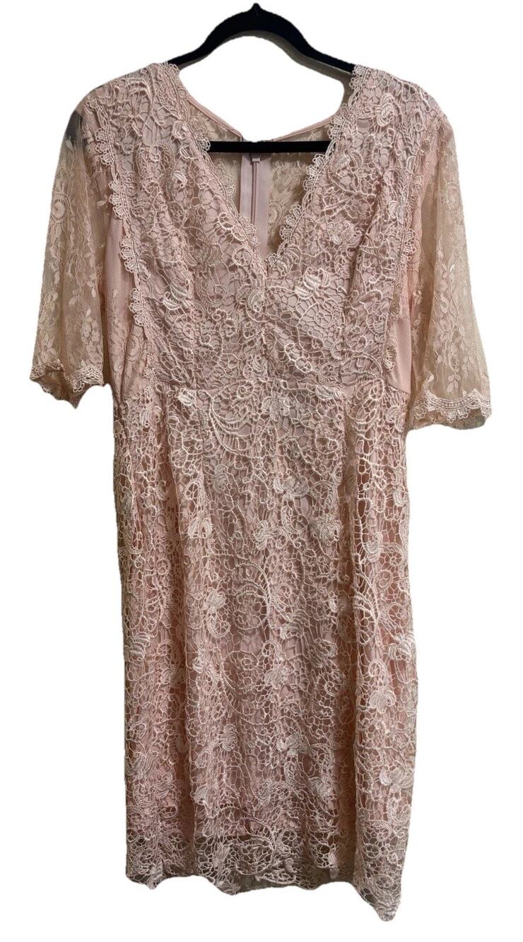 Soieblu Soft Pink Lace Dress Romantic Feminine Formal Coquette NEW Plus Size 1X